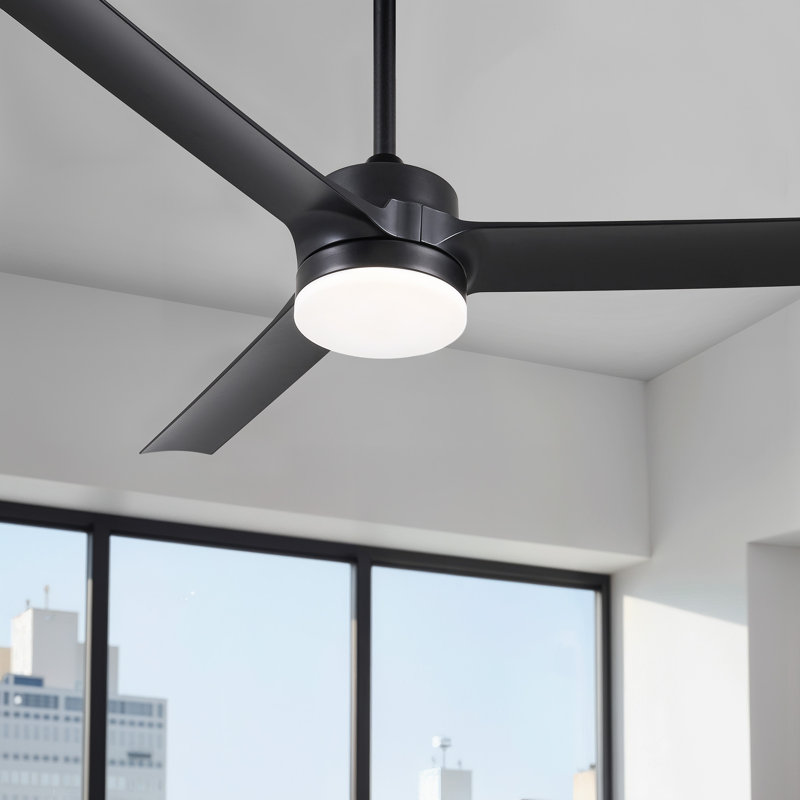 Ventilateur de plafond à 52 pales 52 po avec télécommande DEL et ensemble d'éclairage inclus Brend, Bois naturel