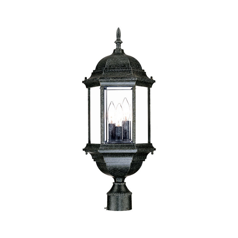 Tête de lanterne à 1 lumière H 25 po Pruitt, Noir mat, Verre biseauté transparent