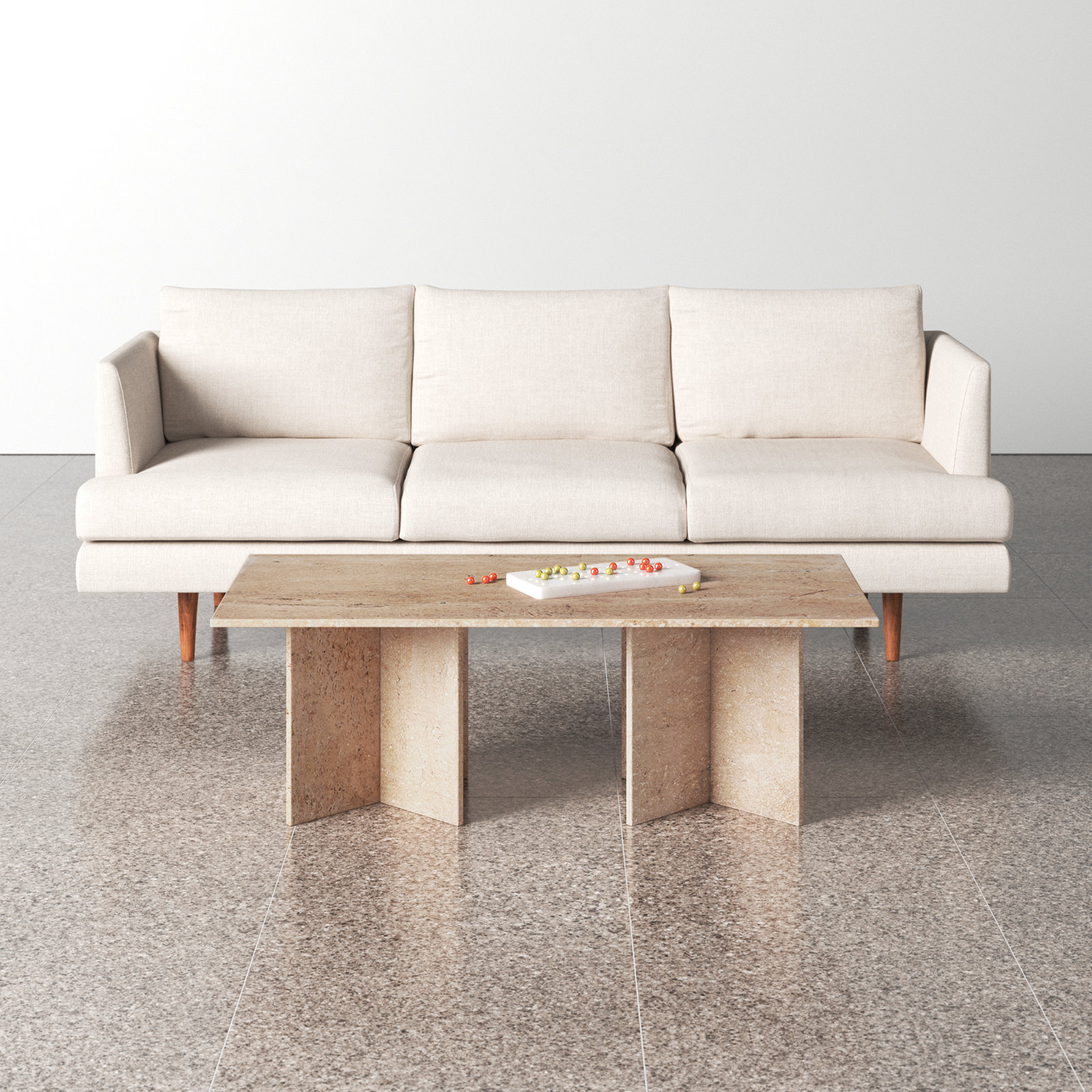 Coffee Table, Beige Travertine
