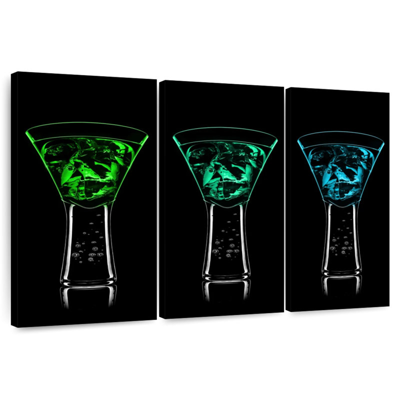 Yarlin Blue Green Cocktails, 48" H x 74" W