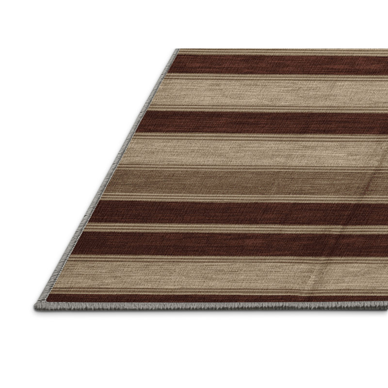 Tapis gris à rayures horizontales lavable à la machine, Carré 6 pi