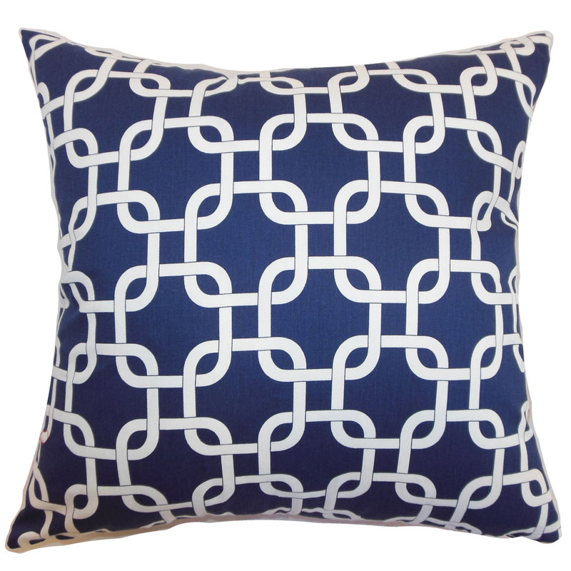 Coussin 100 % coton, Sergé bleu, 18 po x 18 po, Polyester / bourre de polyester