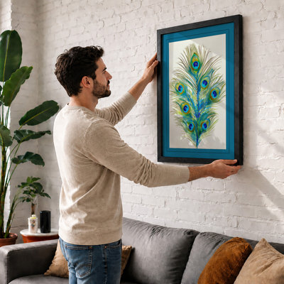 Peacock Feather Study Botanical - Framed Print