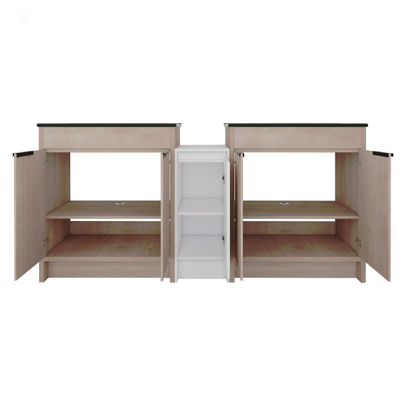 Meuble-lavabo autoportant de 72 po avec lavabo en céramique et armoires de rangement, porte à fermeture en douceur, armoire combinée 02430 * 2 + 0312, ensemble KD