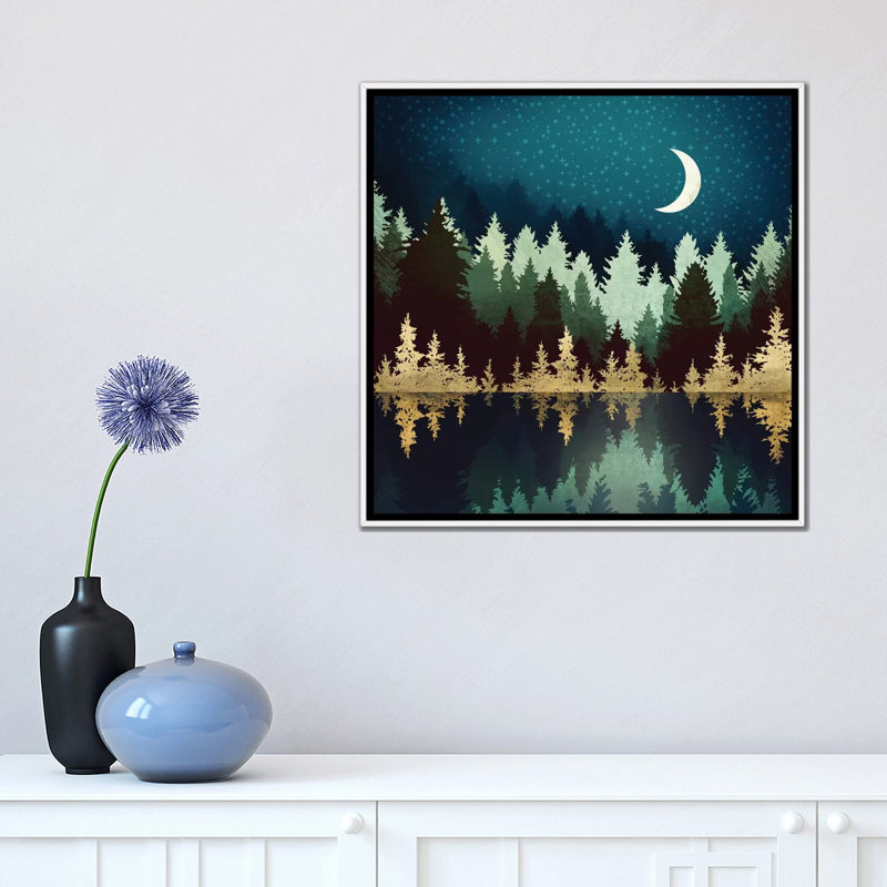 Star Forest Reflection - impression d'art graphique, Aucun mat, H 18 po x l 18 po x 1,5 po, Toile blanche encadrée
