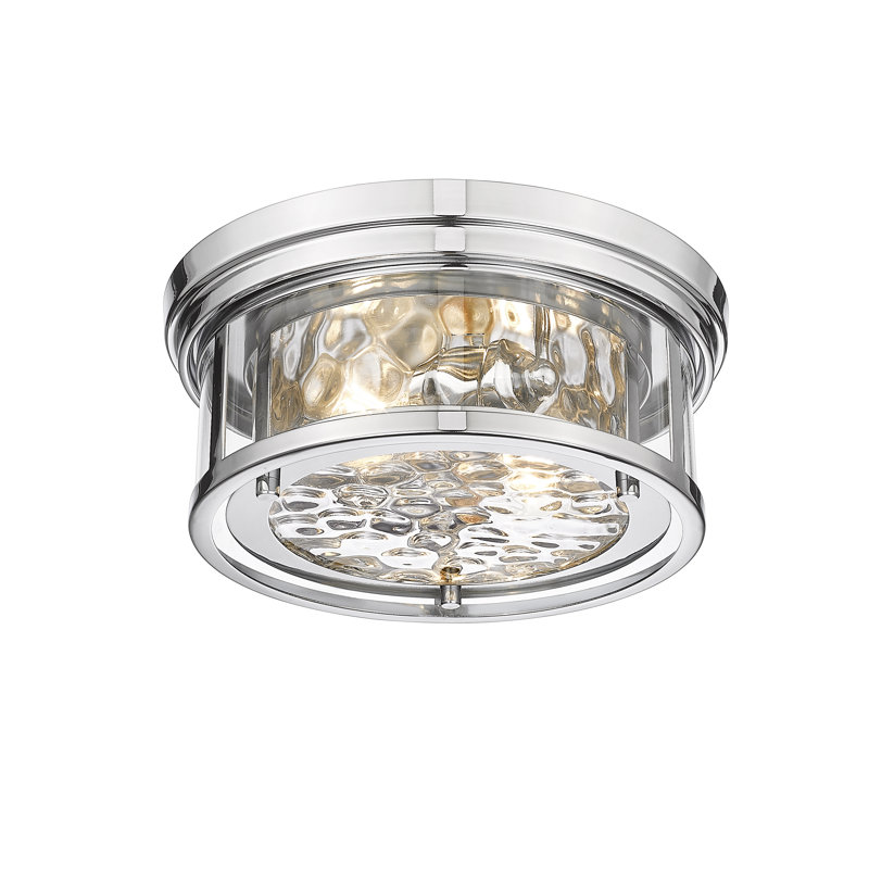 Masuda Glass Flush Mount, Polished Nickel
