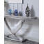 Table de canapé moderne de style glam avec plateau en faux marbre et base en acier inoxydable pour une décoration luxueuse
