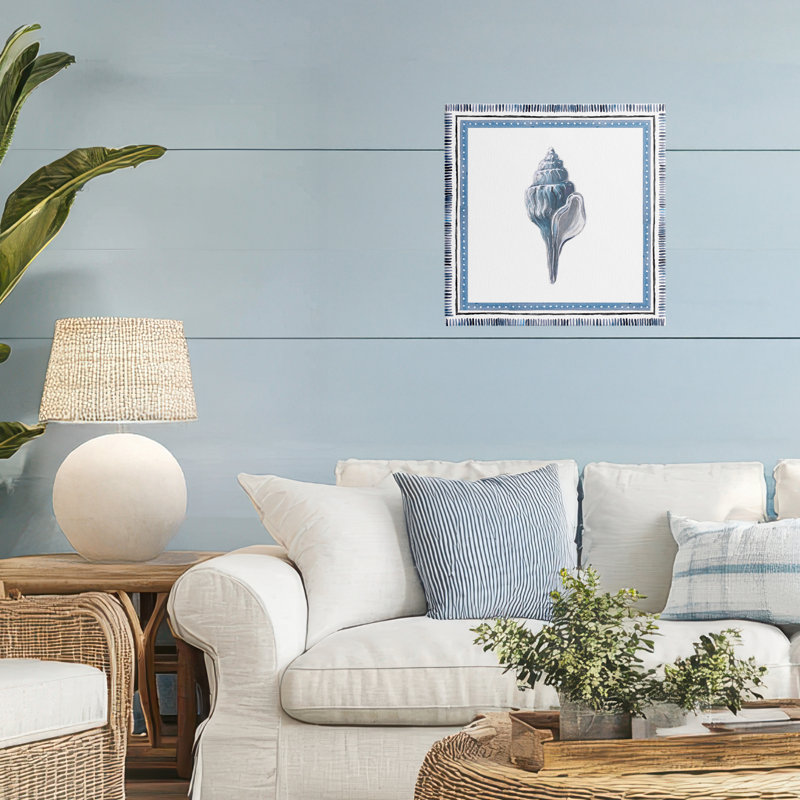 Toile de conque douce et bleue, design par Lanie Loreth, H 17 po x l 17 po