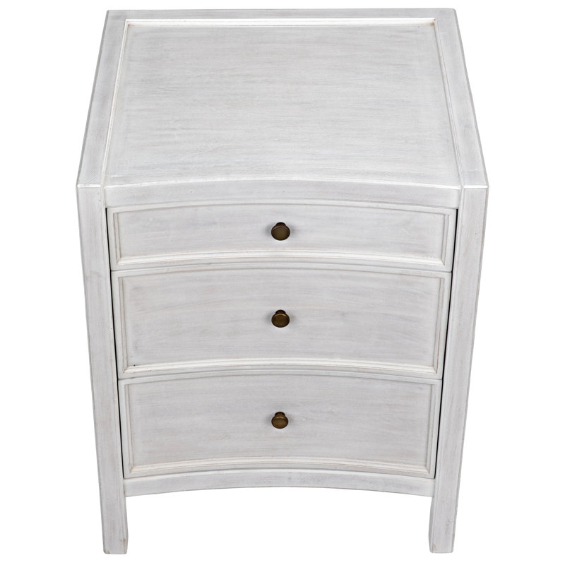 Hampton 3 - Drawer Solid Wood Nightstand, White Wash