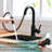 Contemporary Black Kitchen Faucet - Pull Down Spray, Stainless Steel, 360 Rotation For Bar, Prep & Bathroom Sink , Single Handle, Ceramic Filled