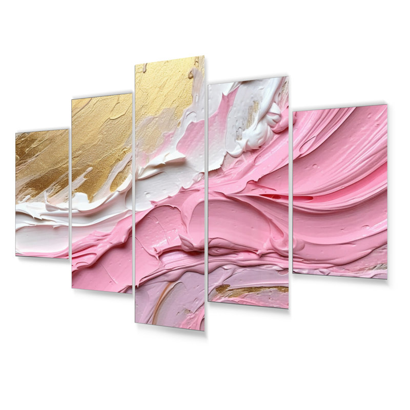 Éclat de spirale rose et doré III 5 pièces
