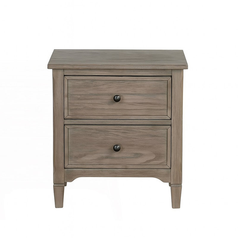 2-Drawer Nightstand With Round Bronze Pull Knobs