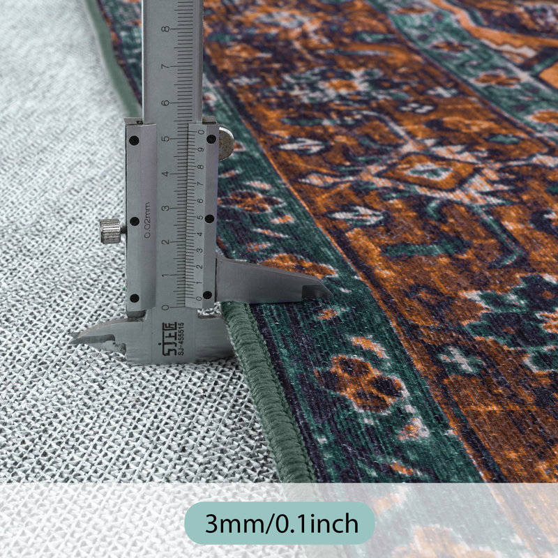 Tapis de salle à manger ultra-mince et lavable Govan, Rectangle 9 pi x 12 pi