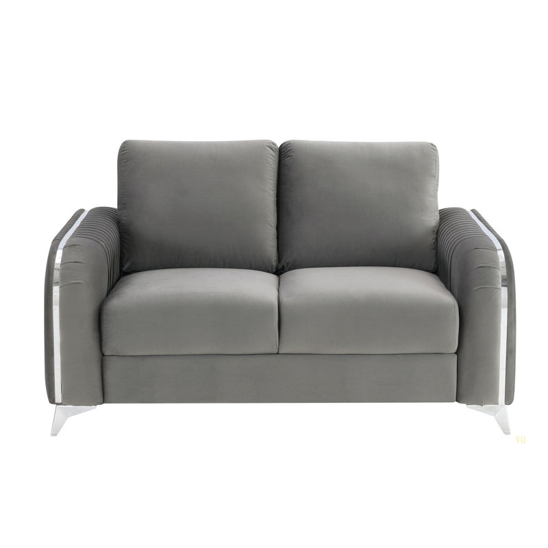 Causeuse en velours gris Wenona