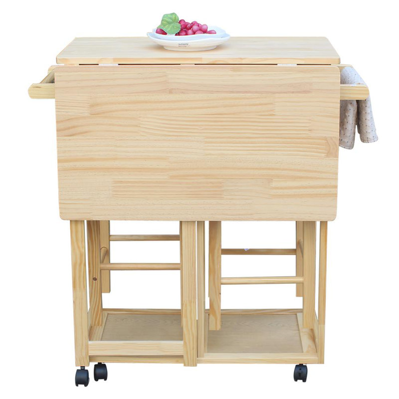 Laudalino Wood Kitchen Island Set, Burlywood