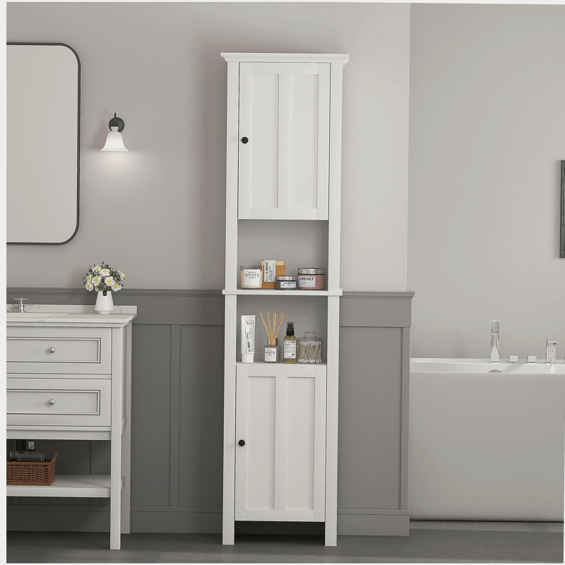 Armoire de rangement pour salle de bain avec 2 portes et 6 tablettes