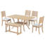 Table de salle à manger 6 pièces avec tablette de rangement, banc et 4 chaises-1509964342-1509964343