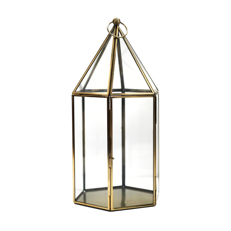 Glasshouse Terrarium Antique Brass H36cm W18cm