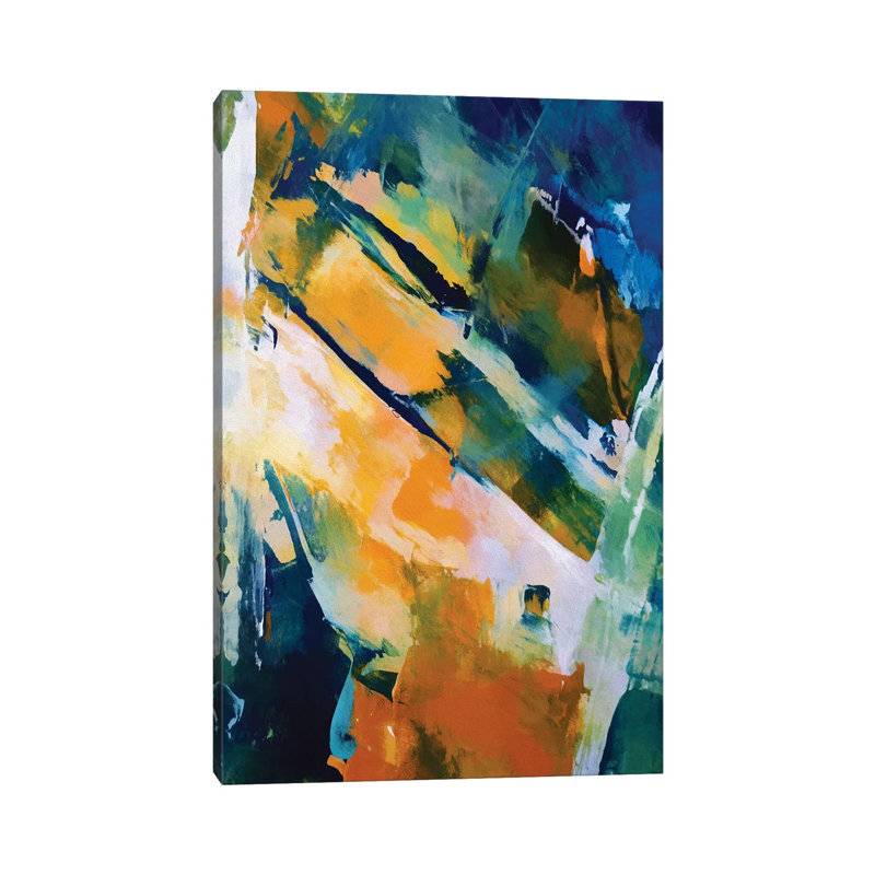Random Brush Strokes IV by Angel Estevez - Wrapped Canvas Painting, 20.32 cm H x 30.48 cm W x 1.91 cm D