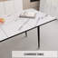 Table de salle à manger extensible, de 47 à 63 po, à thème en marbre blanc, de style industriel moderne pour une cuisine polyvalente, avec des pieds en métal noir mat pour une expérience épurée