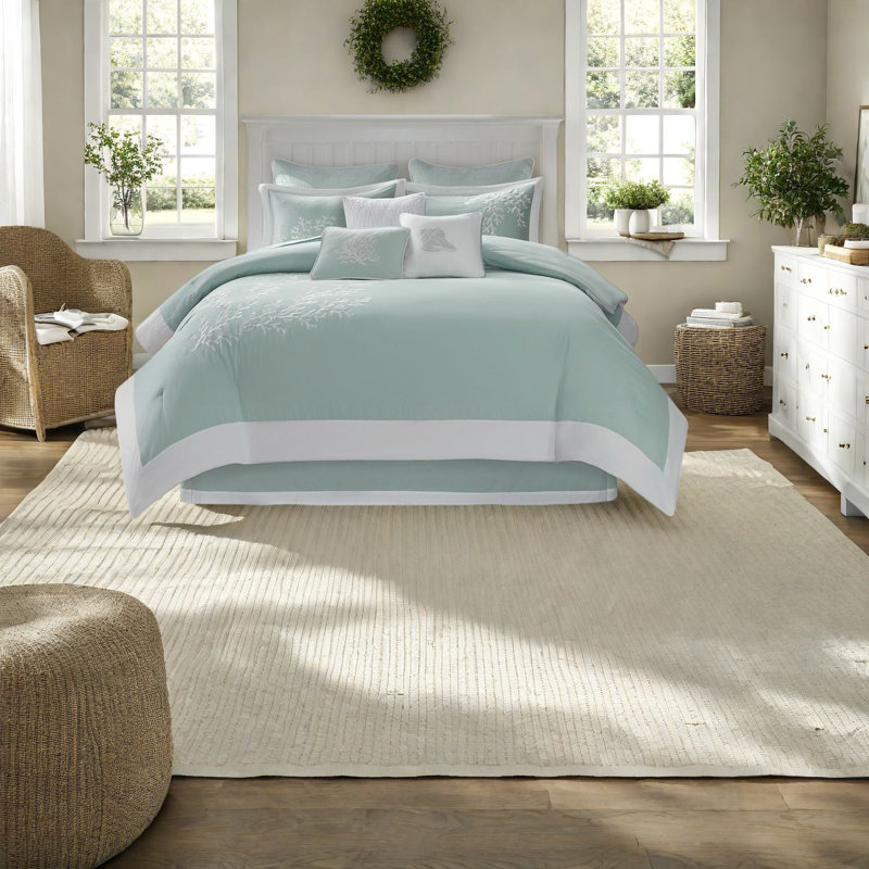 Ensemble de literie de luxe en jacquard de coton turquoise, surdimensionné pour le confort de la maison
