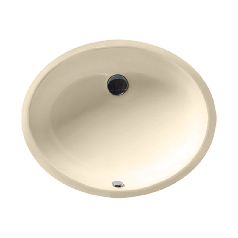 Lavabo de salle de bain ovale encastré en céramique avec trop-plein, Biscuit, 15 po x 12 po