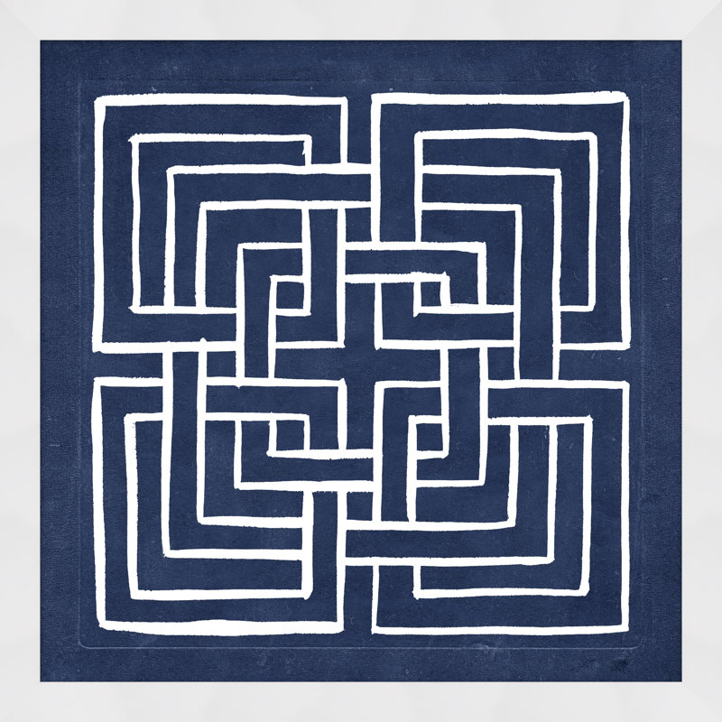 Geometric in Indigo 1 - Peinture encadrée sur papier