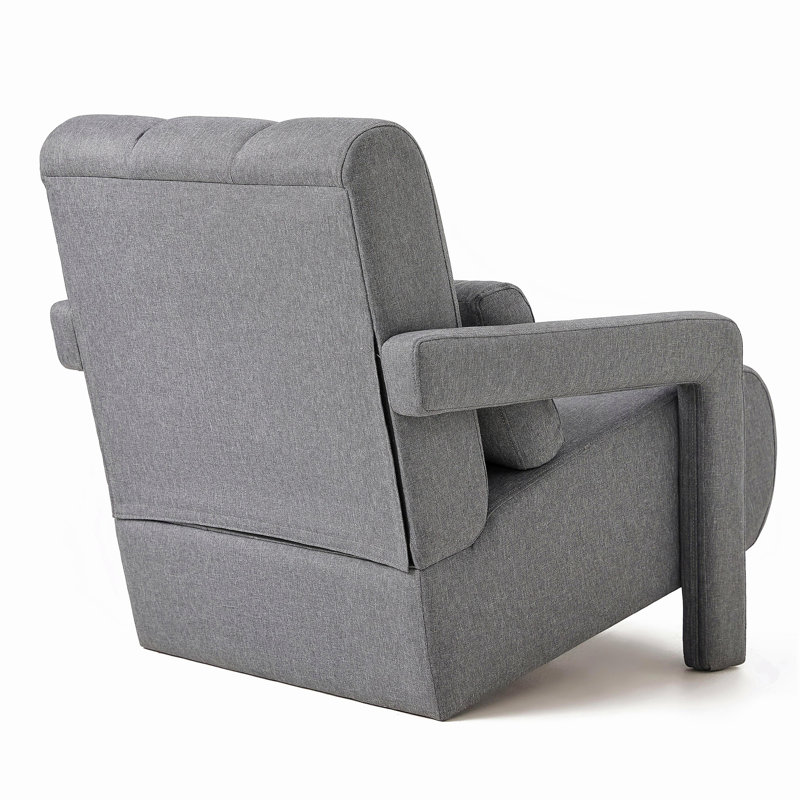Chaise d'appoint moderne rembourrée, tissu en lin confortable avec coussin pour le salon, la chambre à coucher. Lin, gris foncé
