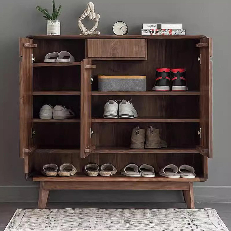 Range-chaussures moderne en bois avec rangement