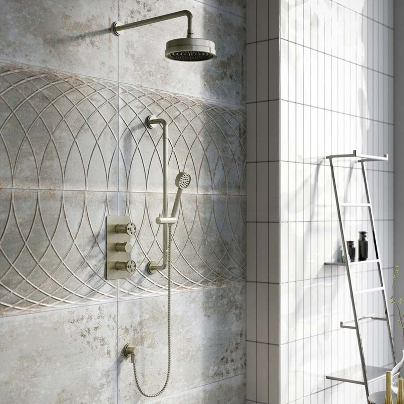  Thermostatic Shower with Fixed Shower Head, Brushed Nickel