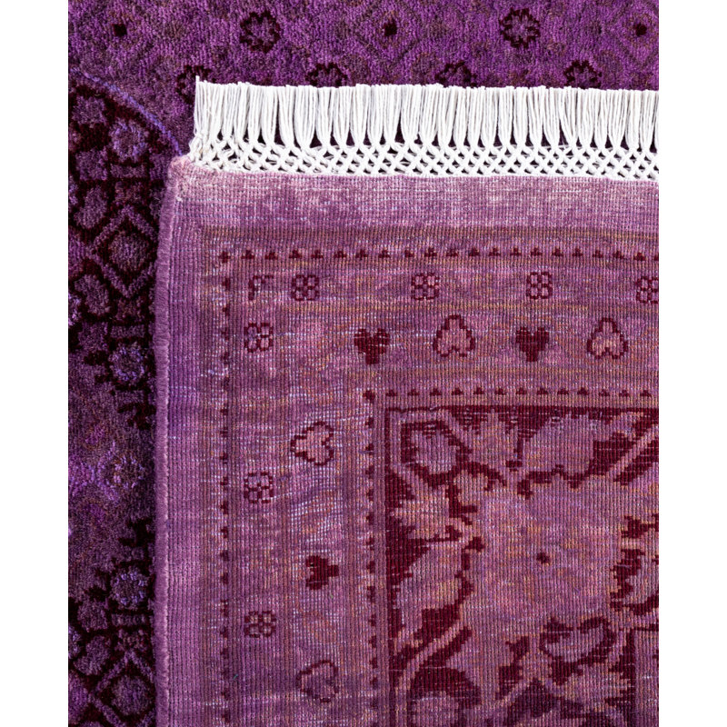Overdyed Hand-Knotted Wool Modern-Contemporary Purple Area Rug 6' 3" x 9' 2"