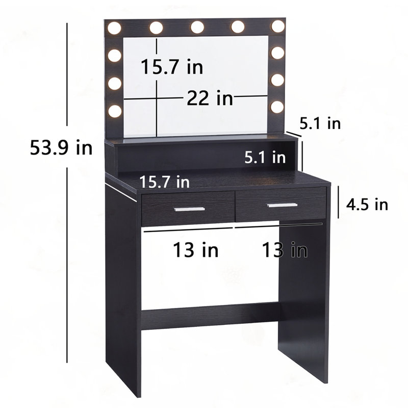 Dressing Table with Large Drawer, Black