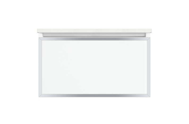 Profiles Framed 30" Single Bathroom Vanity Base Only, Yes, White/Polished Nickel, Plumbing Drawer