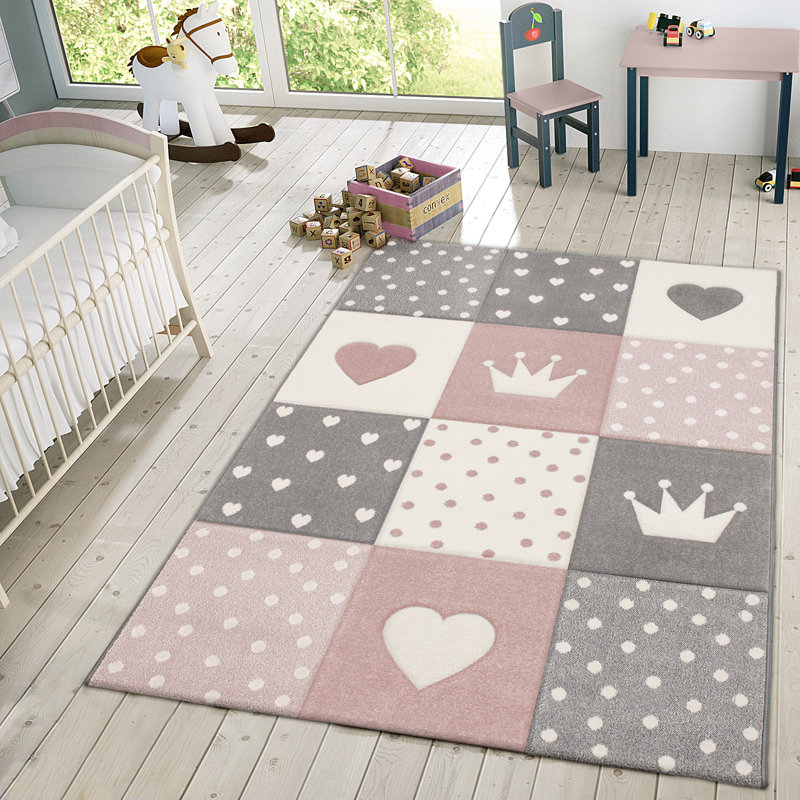 Tapis à motif géométrique Lewin, Rectangle 5 pi 3 po x 7 pi 7 po, Rose