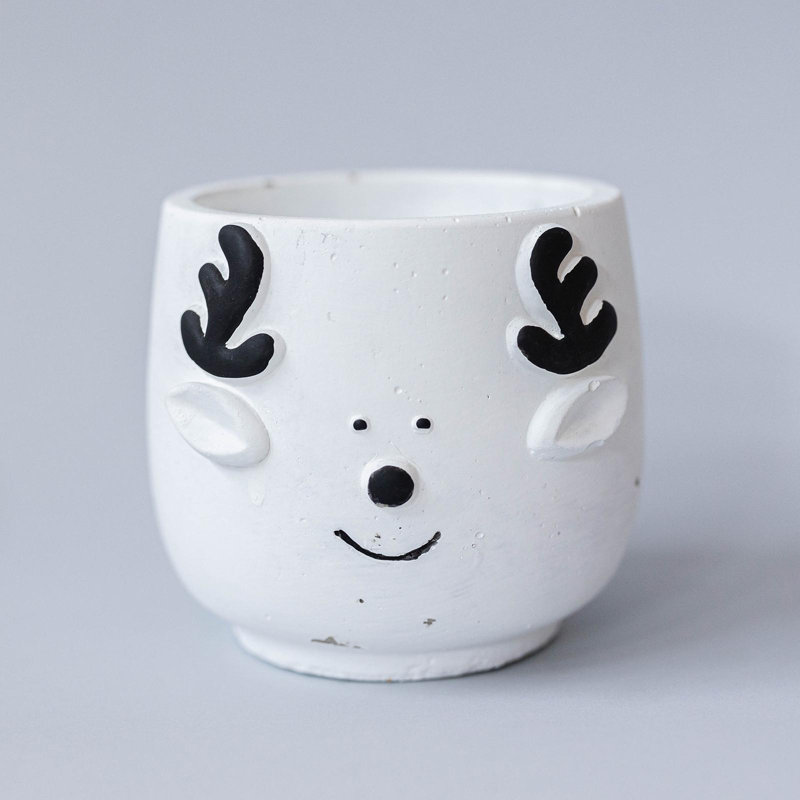 Pot à fleurs Happy Reindeer Face, H 4,25 po x l 5 po x P 5 po