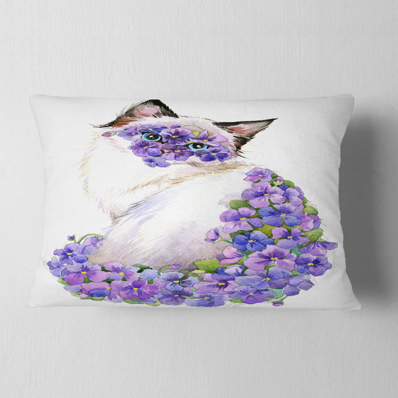Oreiller en chat animaux jolies avec des fleurs