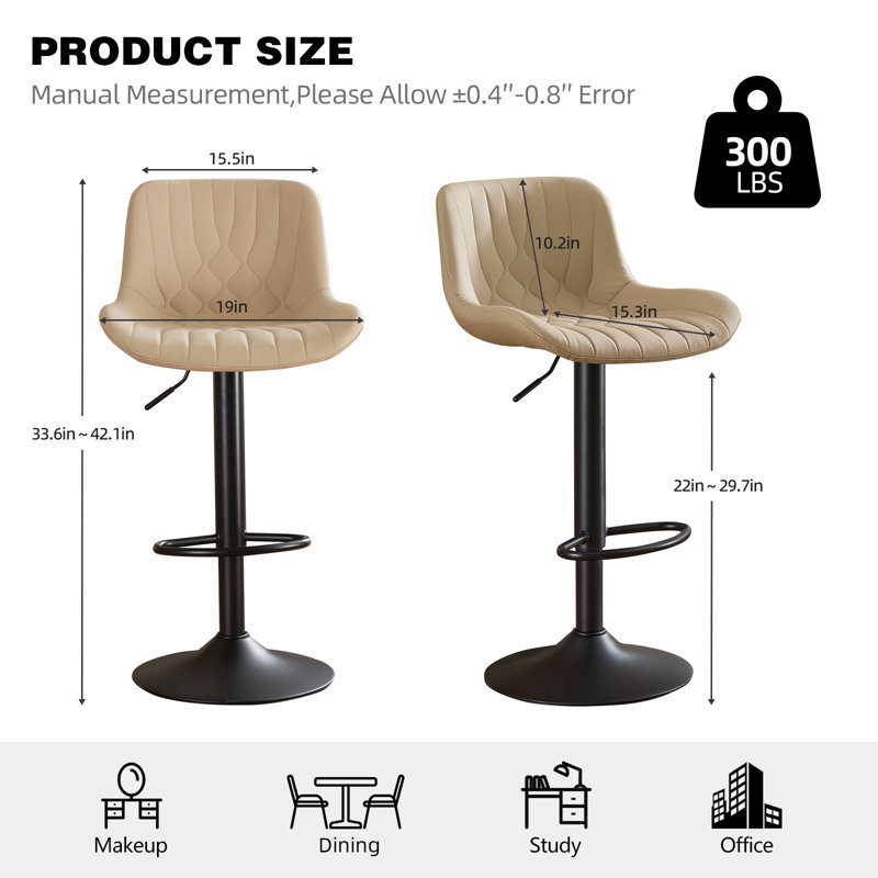 Swivel Adjustable Height Counter Stool With Footrest, Taupe