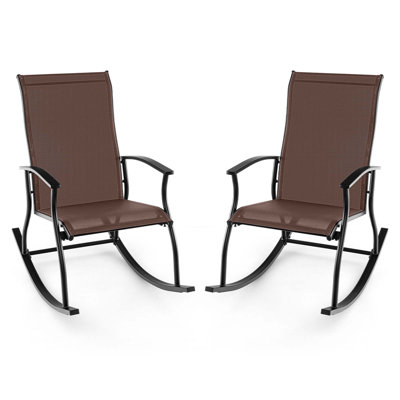 Ensemble de chaises berçantes d'extérieur 2 pièces avec dossier respirant