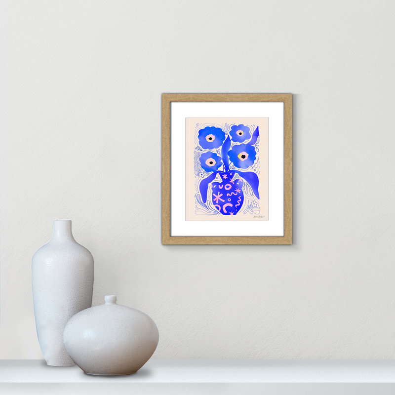 «Blue Flowers Matisse» par Bloom, Imprimé mat, L 13 po x H 15 po, Naturel