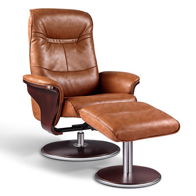 Fauteuil inclinable manuel pivotant standard en similicuir avec repose-pieds de l 29,5 po Milano