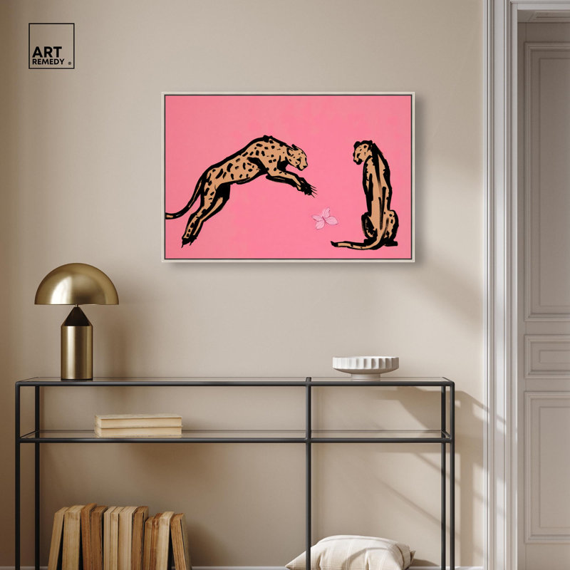 Décoration murale sur toile "Pink Panther" par Art Remedy, cadre argenté, 30 x 20, H 21 po x l 31 po, Cadre argenté