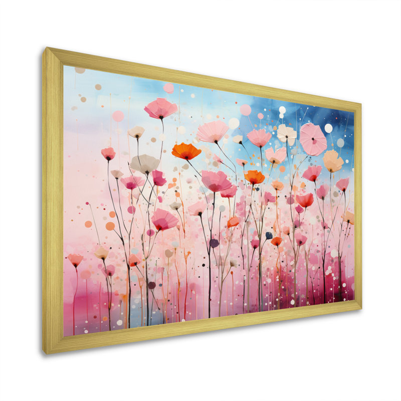 Swanfield rose pastel pastiche sur toile, Cadre doré à une seule photo, H 34 po x l 44 po x P 1,5 po