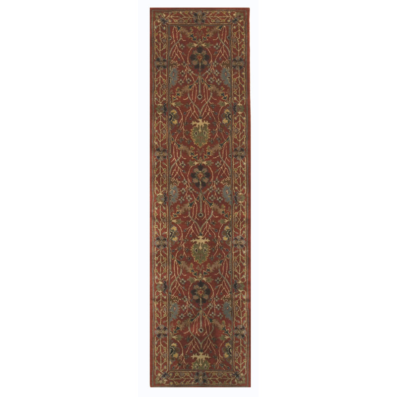 Tapis oriental en laine touffeté rouille