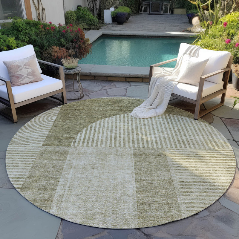 Tapis intérieur / extérieur Karsyn avec envers antidérapant, Rond 8 pi