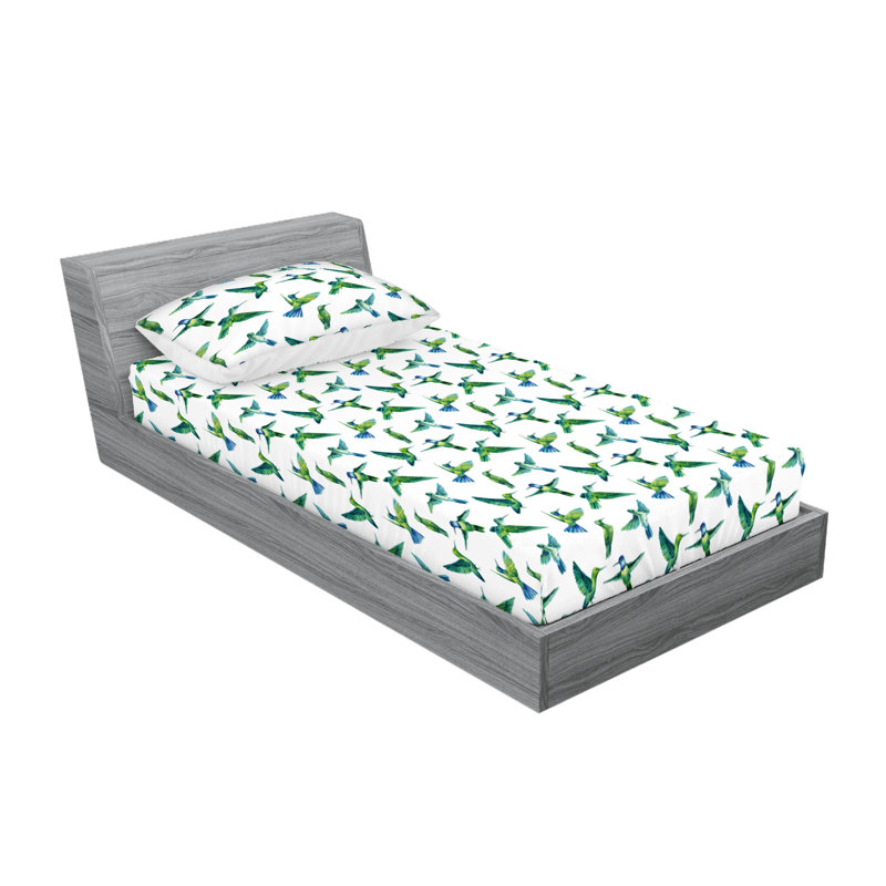 Drap-housse et taie décorative Ambesonne Jungle Art exotique vert lime bleu