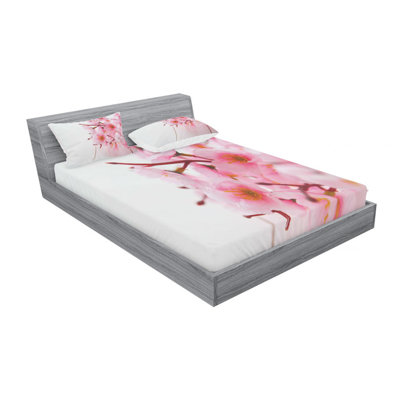 Ensemble de draps Cherry Blossom Petals, Ensemble de draps pour lit double avec un drap-hou