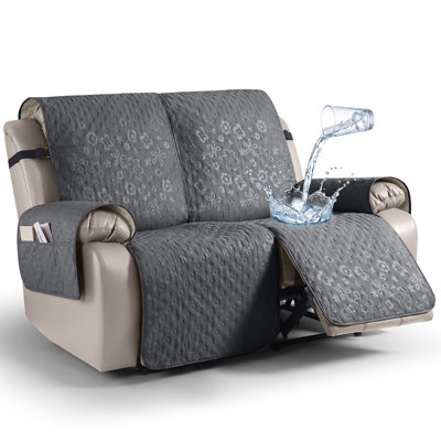 100% Waterproof 2-Seater Recliner Loveseat Cover with Non-Slip Granules Side Pockets, Machine Washable Couch Cover, Kid Pet Friendly Furniture Protector