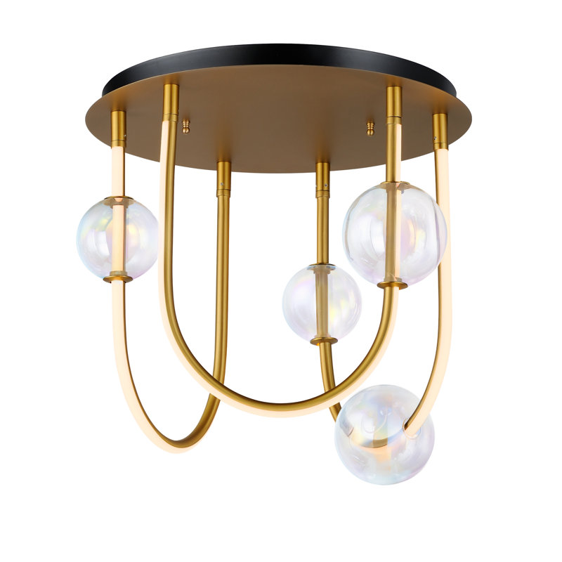 Dreamer 3 - Light LED Flush Mount, Natural Aged Brass, Iridescent