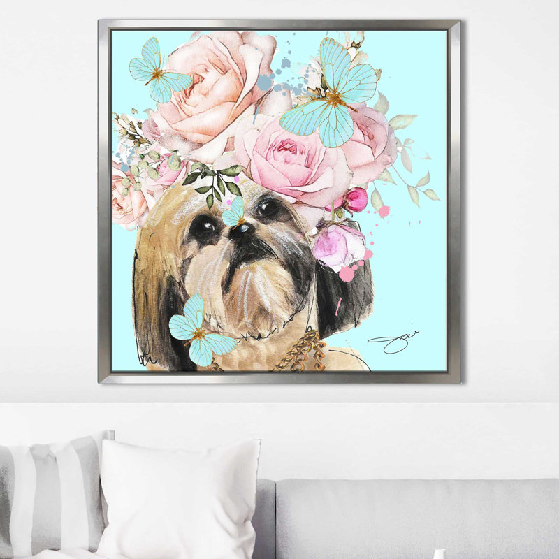 Fleur Shih Tzu (carré) par Antonyus Bunjamin (Abe) - impression sur verre, H 31,5 po x l 31,5 po x P 2 po