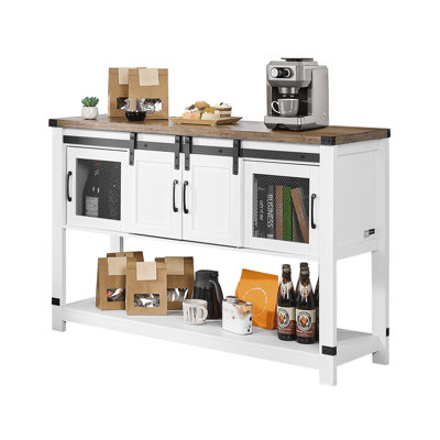 Coffee Bar Cabinet 4-Tier Coffee Bar Table with Barn Doors for Living Room